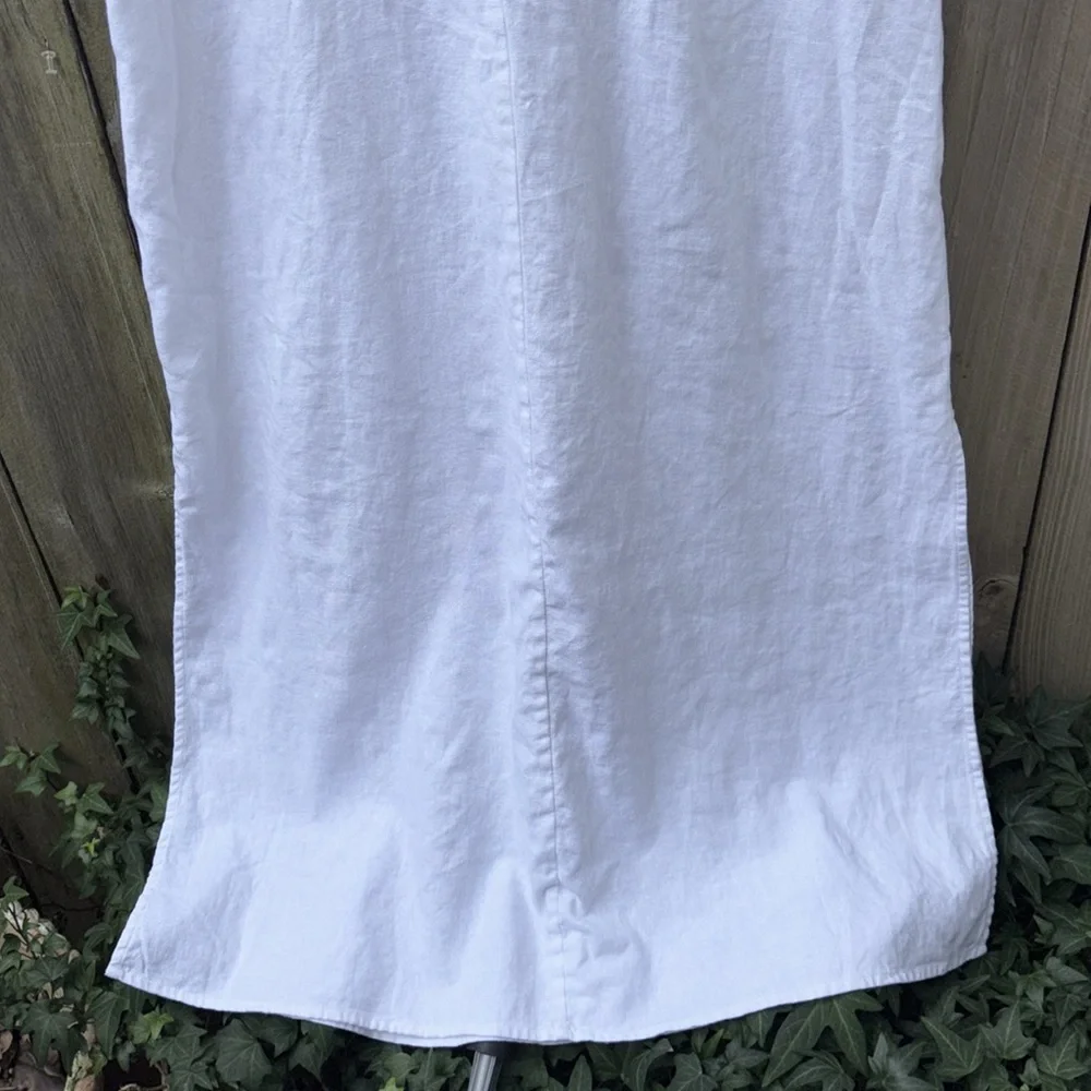 DKNY Summer White Linen Maxi Dress V Neck Women’s Size XS Small - Picture 4 of 8